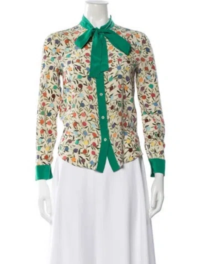 Pre-owned Red Valentino Silk Floral Print Blouse In Multi