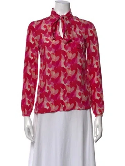 Pre-owned Red Valentino Silk Floral Print Blouse In Pink