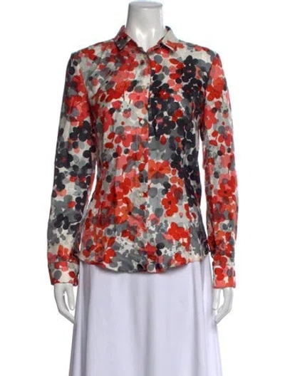 Pre-owned Red Valentino Silk Floral Print Blouse W/ Tags In Multicolor