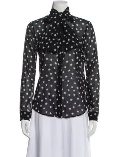 Pre-owned Red Valentino Silk Graphic Print Blouse In Black