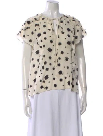 Pre-owned Red Valentino Silk Graphic Print Blouse In Neutral