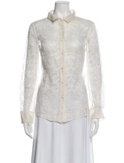 Pre-owned Red Valentino Silk Lace Pattern Blouse In Neutral