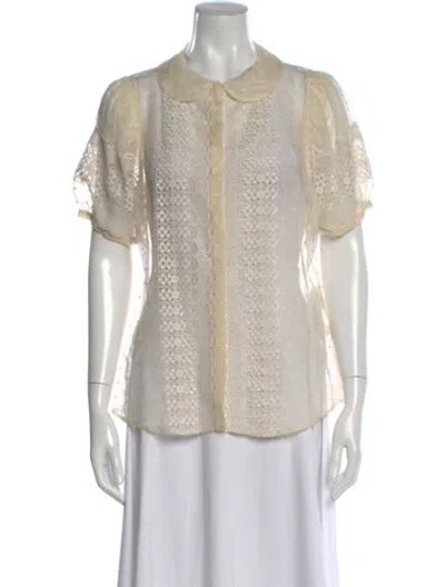 Pre-owned Red Valentino Silk Lace Pattern Blouse In Neutral