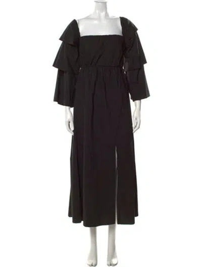 Pre-owned Red Valentino Silk Long Dress In Black