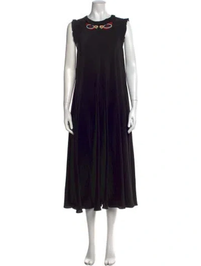Pre-owned Red Valentino Silk Long Dress In Black