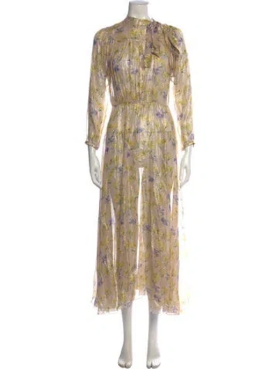 Pre-owned Red Valentino Silk Long Dress In Neutrals
