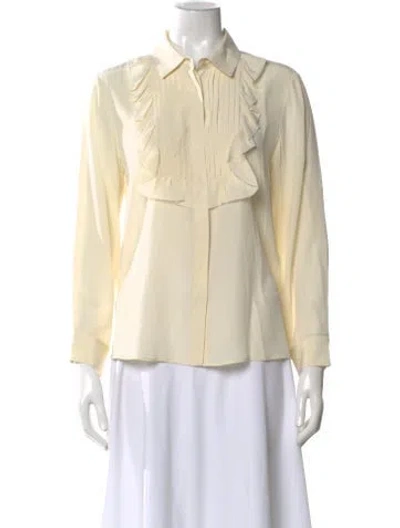 Pre-owned Red Valentino Silk Long Sleeve Blouse In Neutral