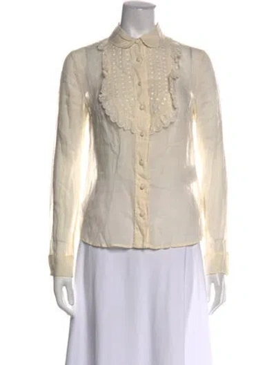 Pre-owned Red Valentino Silk Long Sleeve Blouse In Neutrals