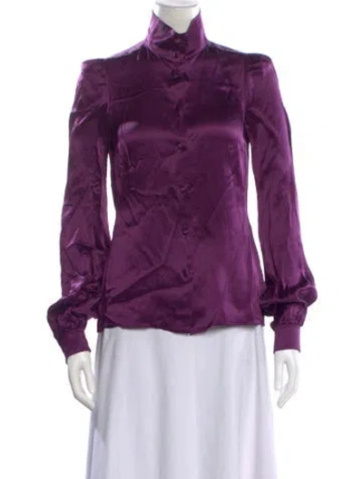 Pre-owned Red Valentino Silk Long Sleeve Blouse In Purple