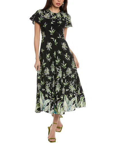 Red Valentino Silk Midi Dress In Black