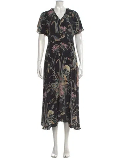 Pre-owned Red Valentino Silk Midi Length Dress In Black