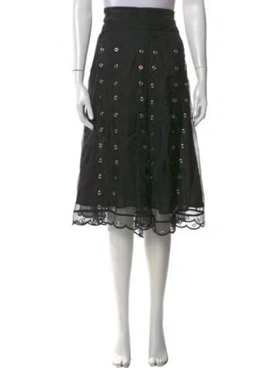 Pre-owned Red Valentino Silk Midi Length Skirt In Black