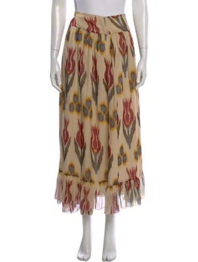 Pre-owned Red Valentino Silk Midi Length Skirt W/ Tags In Multi