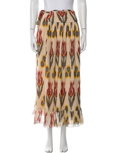 Pre-owned Red Valentino Silk Midi Length Skirt W/ Tags In Neutral