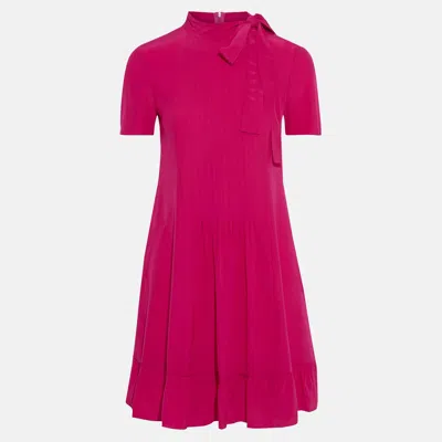 Pre-owned Red Valentino Silk Mini Dress 44 In Pink