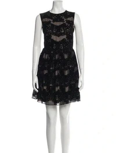 Pre-owned Red Valentino Silk Mini Dress In Black