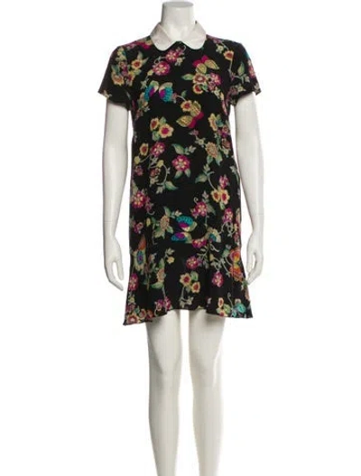 Pre-owned Red Valentino Silk Mini Dress In Black