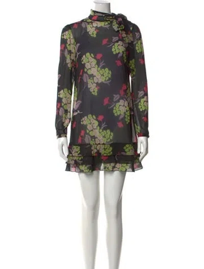 Pre-owned Red Valentino Silk Mini Dress In Black