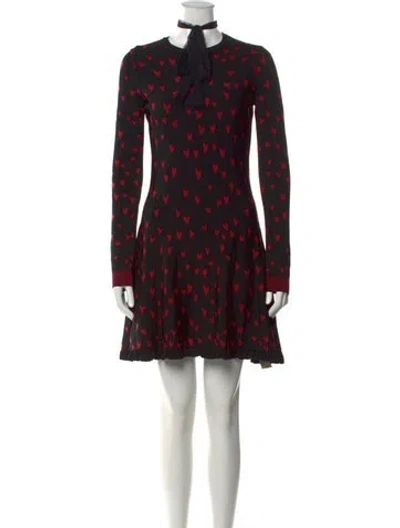 Pre-owned Red Valentino Silk Mini Dress In Black