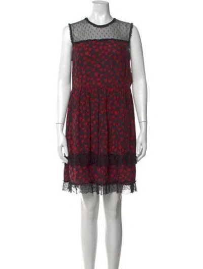 Pre-owned Red Valentino Silk Mini Dress In Black/red