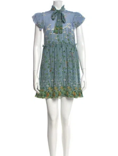 Pre-owned Red Valentino Silk Mini Dress In Blue