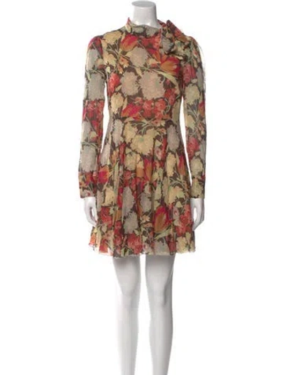 Pre-owned Red Valentino Silk Mini Dress In Brown