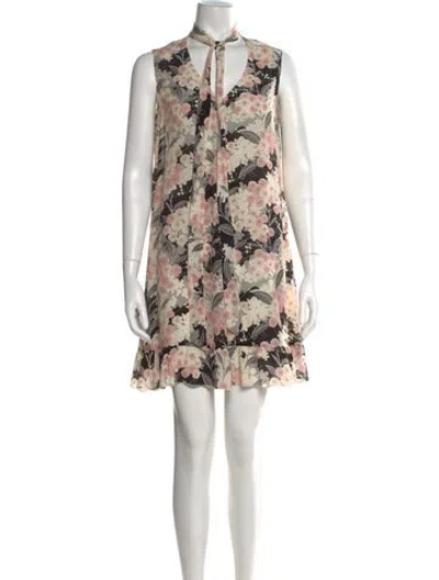 Pre-owned Red Valentino Silk Mini Dress In Neutral