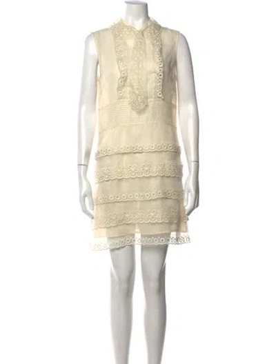 Pre-owned Red Valentino Silk Mini Dress In Neutrals