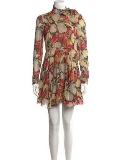 Pre-owned Red Valentino Silk Mini Dress In Neutrals
