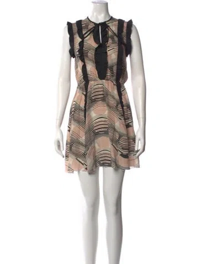Pre-owned Red Valentino Silk Mini Dress In Neutrals