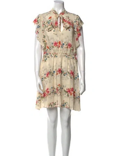 Pre-owned Red Valentino Silk Mini Dress W/ Tags In Neutral
