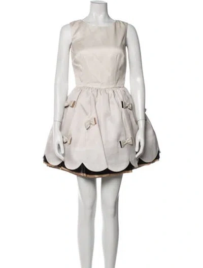 Pre-owned Red Valentino Silk Mini Dress W/ Tags In Neutrals