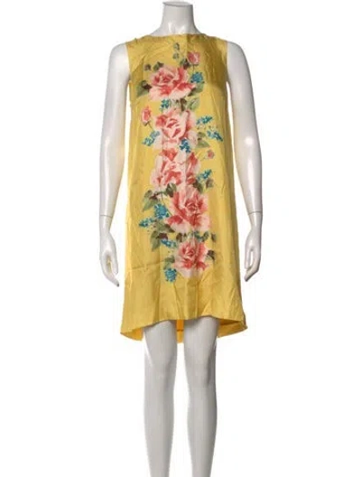 Pre-owned Red Valentino Silk Mini Dress In Yellow