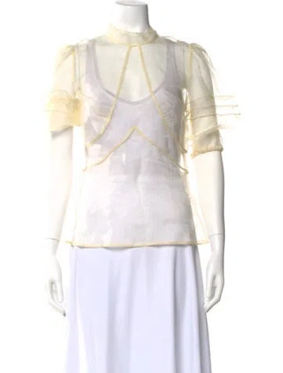 Pre-owned Red Valentino Silk Mock Neck Blouse In White