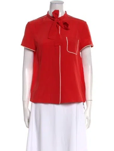 Pre-owned Red Valentino Silk Mock Neck Polo W/ Tags In Multi