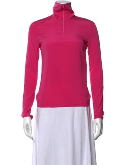 Pre-owned Red Valentino Silk Mock Neck Top In Pink