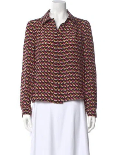 Pre-owned Red Valentino Silk Patterned Blouse In Multi