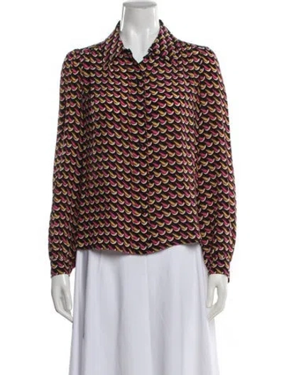 Pre-owned Red Valentino Silk Patterned Blouse In Pink