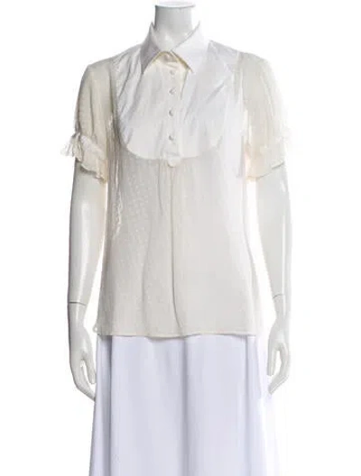 Pre-owned Red Valentino Silk Polka Dot Print Blouse In White