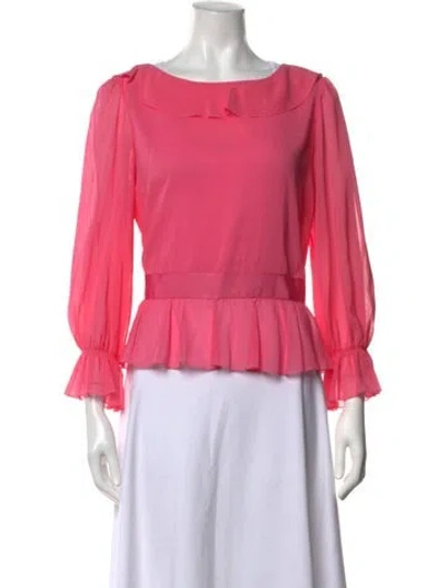 Pre-owned Red Valentino Silk Scoop Neck Blouse In Pink