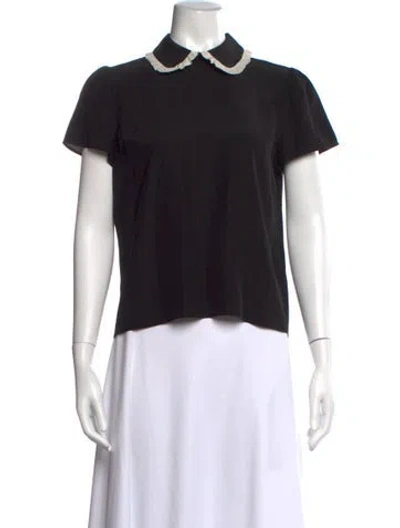 Pre-owned Red Valentino Silk Short Sleeve Top In Black