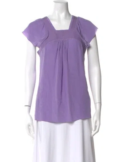 Pre-owned Red Valentino Silk Square Neckline Blouse In Purple