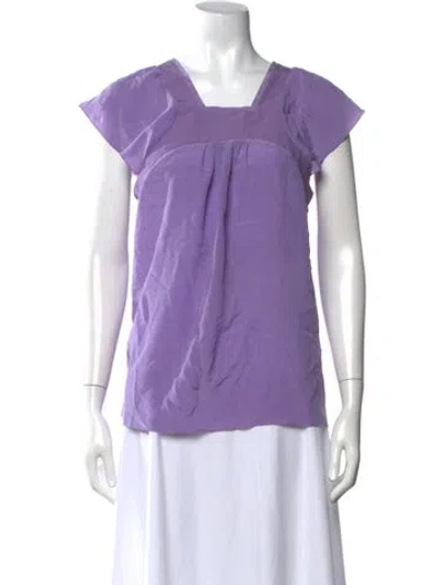 Pre-owned Red Valentino Silk Square Neckline Blouse In Purple