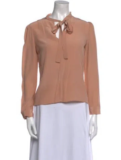 Pre-owned Red Valentino Silk Tie Neck Blouse In Pink