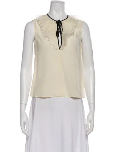 Pre-owned Red Valentino Silk Tie Neck Blouse W/ Tags In Neutral