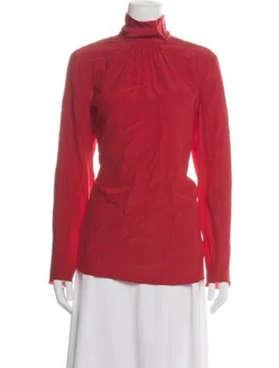 Pre-owned Red Valentino Silk Turtleneck Top In Red