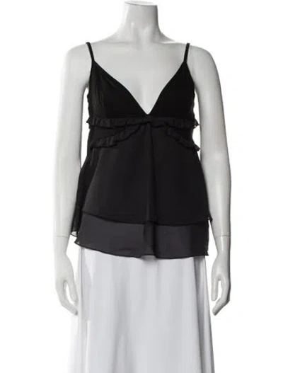 Pre-owned Red Valentino Silk V-neck Blouse In Black