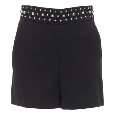 Pre-owned Red Valentino Silver Studded Floral Laser Applique Black Shorts It38 Xs