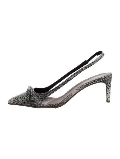 Pre-owned Red Valentino Snakeskin Animal Print Slingback Pumps In Black/white