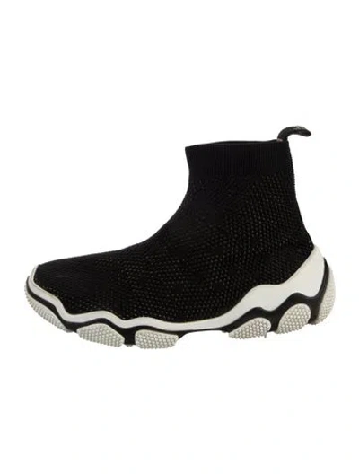 Pre-owned Red Valentino Sock Sneakers In Black